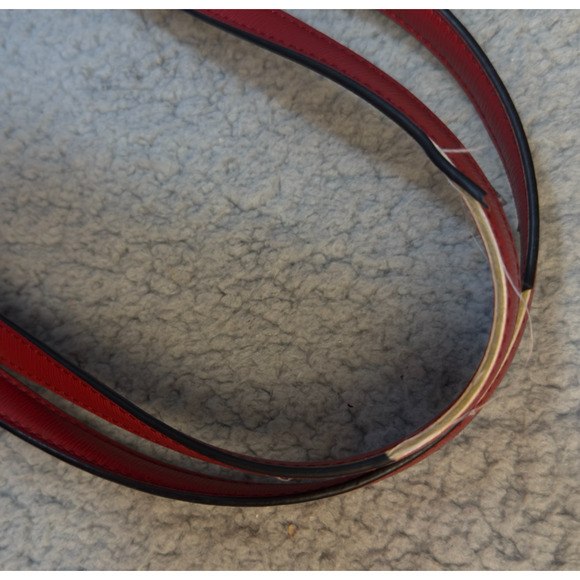 DKNY Structured Tote Shoulder Bag Womens Red Leather Logo Charm - Picture 10 of 16